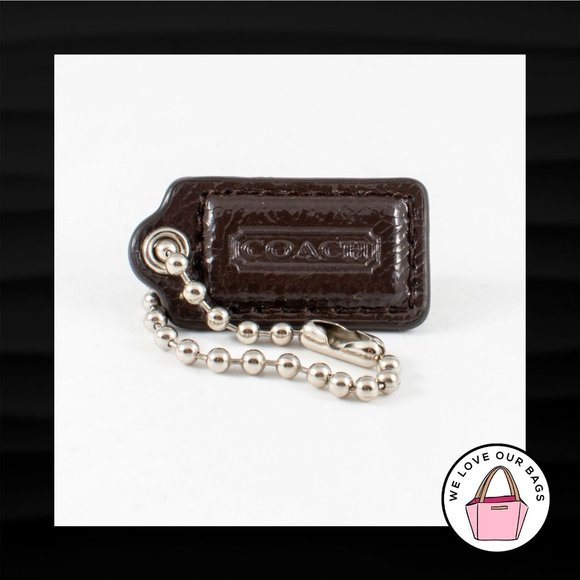 1.5" Small COACH BROWN PATENT LEATHER KEY FOB CHARM KEYCHAIN HANG TAG WRISTLET - Picture 1 of 1